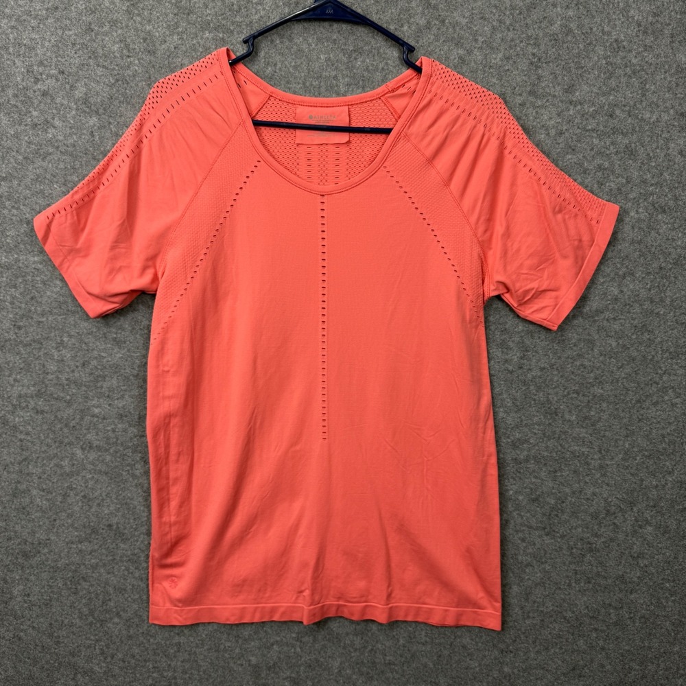 Athleta Momentum Short Sleeve Seamless Mesh Venting Top Coral Pink XL 233981